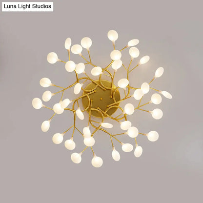 DecorBites™ DecorBites™ LED Tree Branch Semi Flush Chandelier Light for Living Room with Firefly Shade - Modern Metallic Design