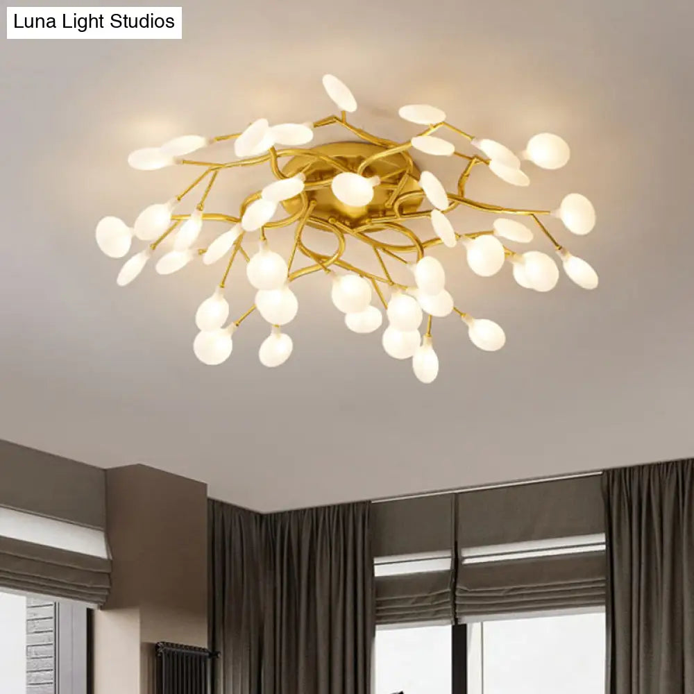 DecorBites™ DecorBites™ LED Tree Branch Semi Flush Chandelier Light for Living Room with Firefly Shade - Modern Metallic Design