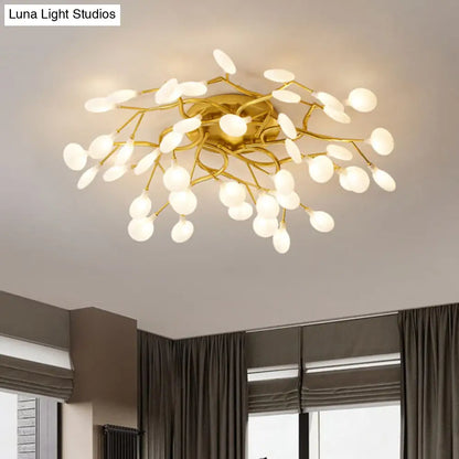 DecorBites™ DecorBites™ LED Tree Branch Semi Flush Chandelier Light for Living Room with Firefly Shade - Modern Metallic Design