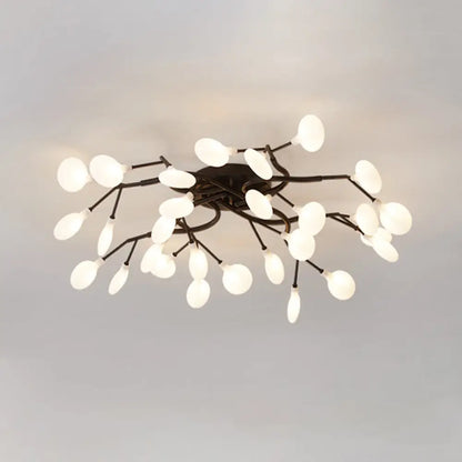 DecorBites™ DecorBites™ LED Tree Branch Semi Flush Chandelier Light for Living Room with Firefly Shade - Modern Metallic Design