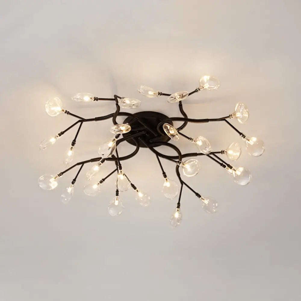 DecorBites™ DecorBites™ LED Tree Branch Semi Flush Chandelier Light for Living Room with Firefly Shade - Modern Metallic Design