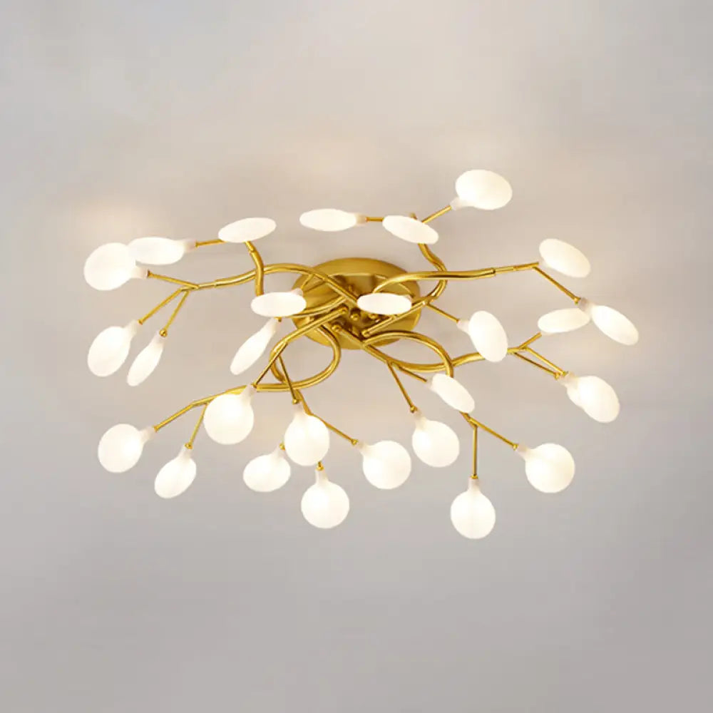 DecorBites™ DecorBites™ LED Tree Branch Semi Flush Chandelier Light for Living Room with Firefly Shade - Modern Metallic Design