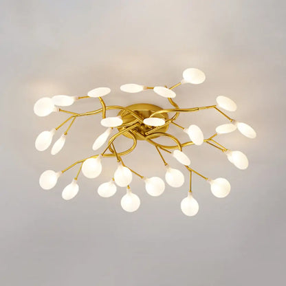 DecorBites™ DecorBites™ LED Tree Branch Semi Flush Chandelier Light for Living Room with Firefly Shade - Modern Metallic Design