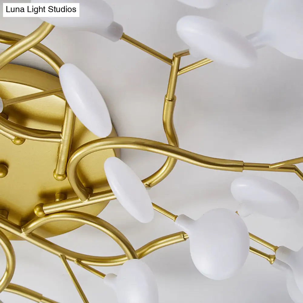 DecorBites™ DecorBites™ LED Tree Branch Semi Flush Chandelier Light for Living Room with Firefly Shade - Modern Metallic Design