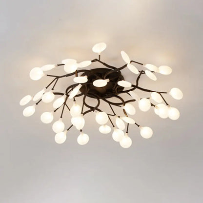 DecorBites™ DecorBites™ LED Tree Branch Semi Flush Chandelier Light for Living Room with Firefly Shade - Modern Metallic Design