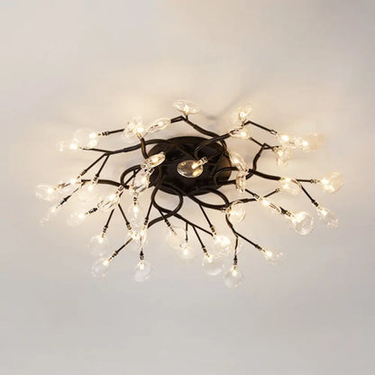 DecorBites™ DecorBites™ LED Tree Branch Semi Flush Chandelier Light for Living Room with Firefly Shade - Modern Metallic Design