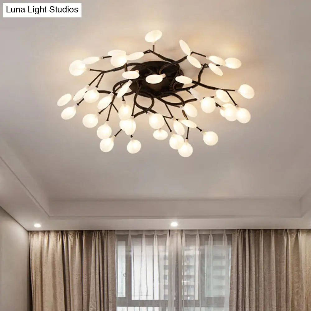 DecorBites™ DecorBites™ LED Tree Branch Semi Flush Chandelier Light for Living Room with Firefly Shade - Modern Metallic Design
