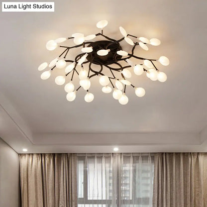 DecorBites™ DecorBites™ LED Tree Branch Semi Flush Chandelier Light for Living Room with Firefly Shade - Modern Metallic Design