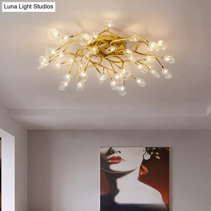 DecorBites™ DecorBites™ LED Tree Branch Semi Flush Chandelier Light for Living Room with Firefly Shade - Modern Metallic Design