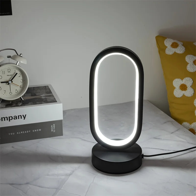 Led U-shaped Lamp Bedroom Bedside Decorative Lamp Family Living room Study LED Night Lighting - black / three-tone light