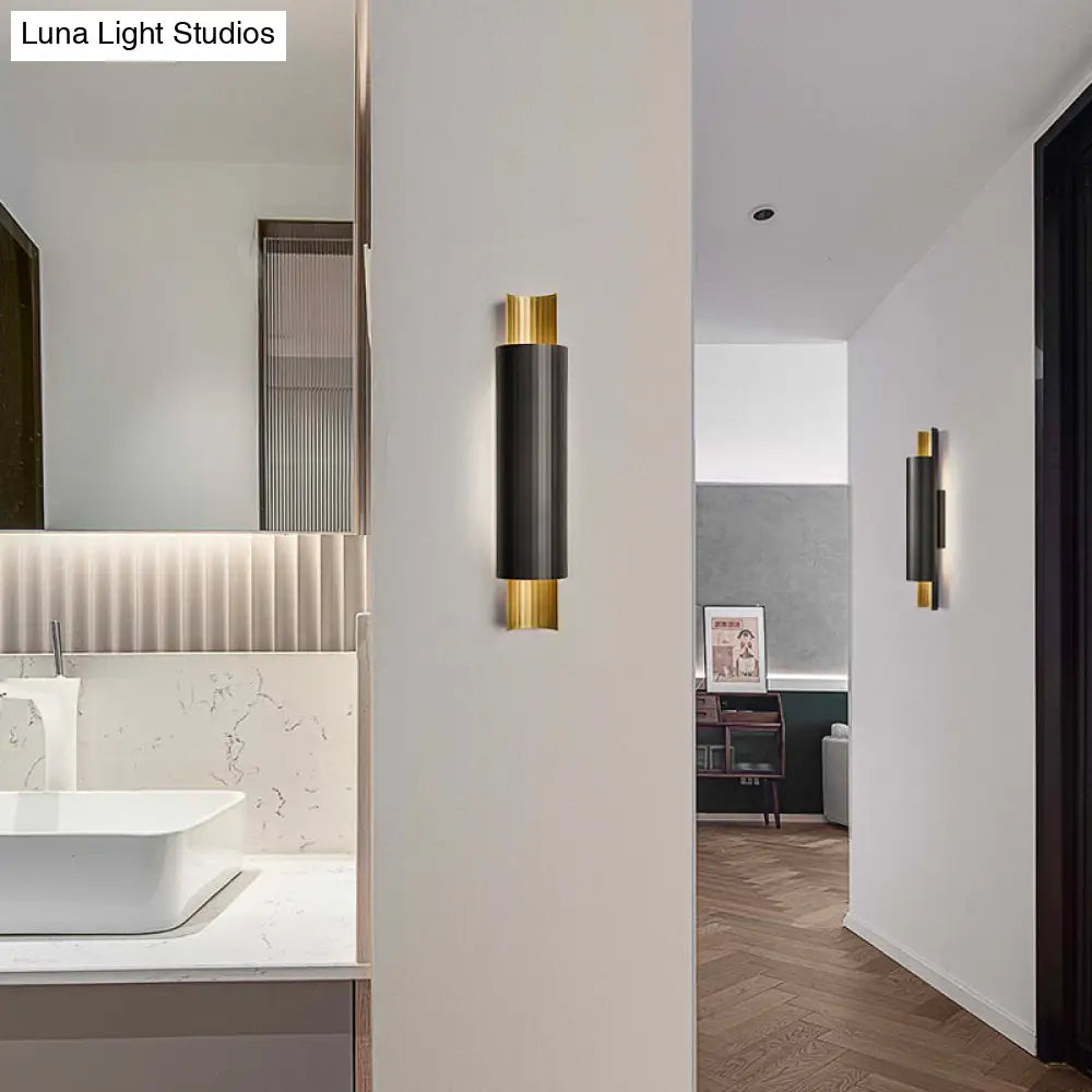 DecorBites™ LED Wall Mount Sconce - Pipe Shaped Postmodern Metal Bedside Lighting in Black and Gold