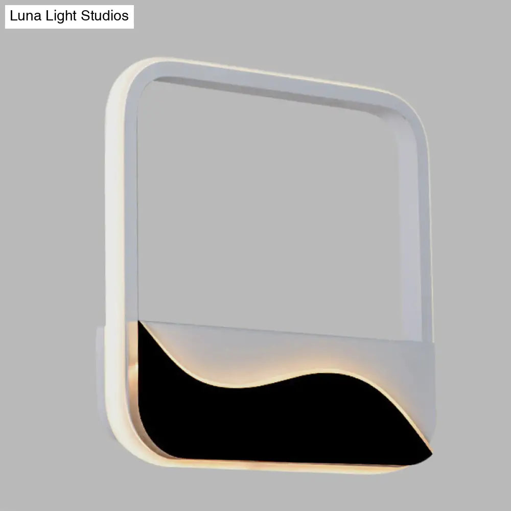 DecorBites™ LED Wall Mount Sconce with Minimalist Square Frame in White/Black, Acrylic Shade, Warm/White Light