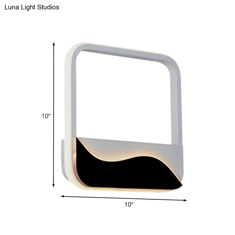 DecorBites™ LED Wall Mount Sconce with Minimalist Square Frame in White/Black, Acrylic Shade, Warm/White Light