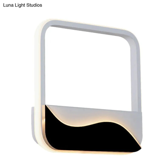DecorBites™ LED Wall Mount Sconce with Minimalist Square Frame in White/Black, Acrylic Shade, Warm/White Light