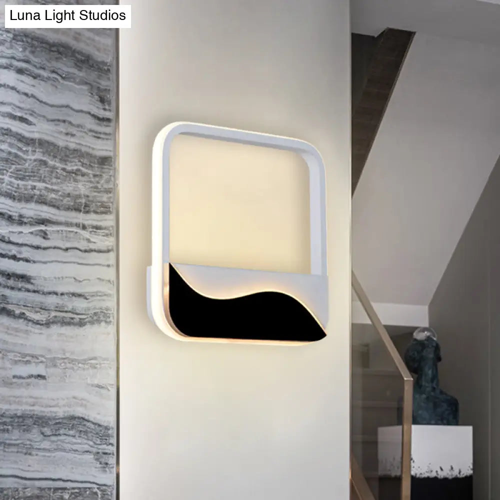 DecorBites™ LED Wall Mount Sconce with Minimalist Square Frame in White/Black, Acrylic Shade, Warm/White Light