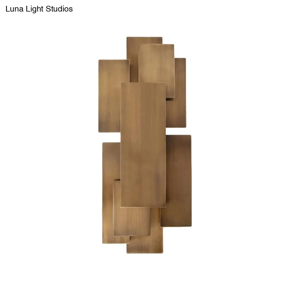 DecorBites™ LED Wall Sconce with Metallic Rectangular Shade for Stairway or Dark Wood