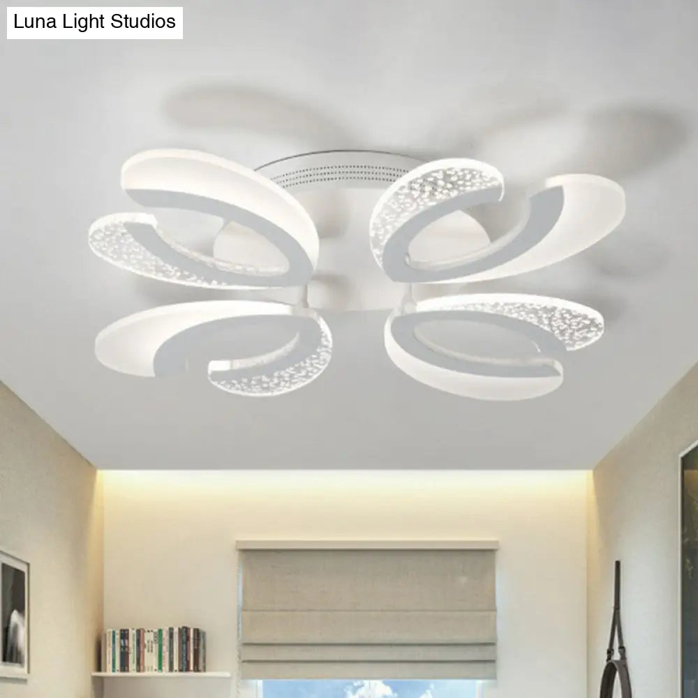 DecorBites™ DecorBites™ LED White Flush Ceiling Light – Stylish V-Shaped Acrylic Fixture for Modern Living Room