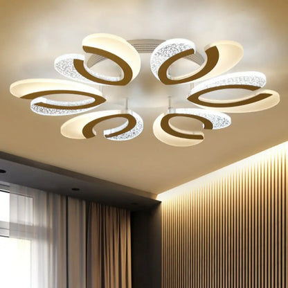 DecorBites™ DecorBites™ LED White Flush Ceiling Light – Stylish V-Shaped Acrylic Fixture for Modern Living Room