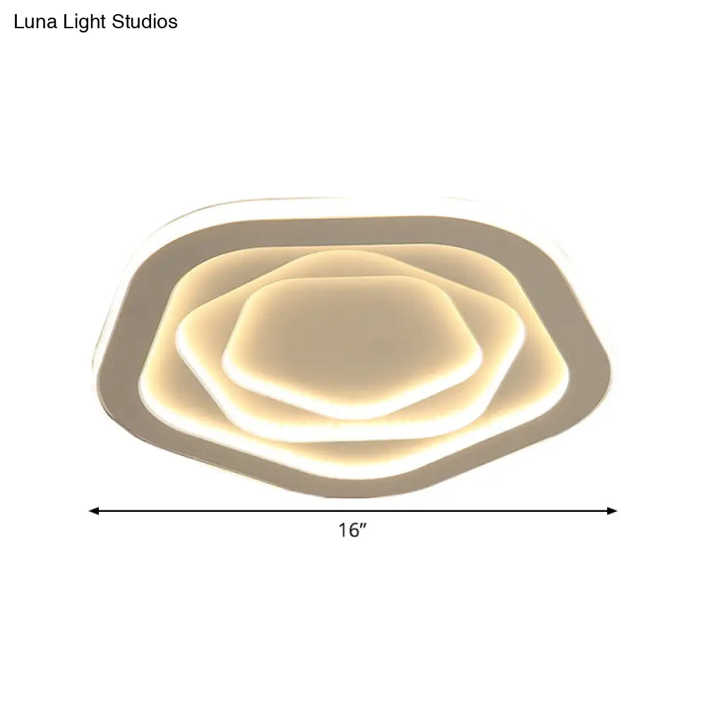 DecorBites™ DecorBites™ LED White Flush Mount Ceiling Lamp with Modern Acrylic Shade - 16"/19.5" for Bedroom