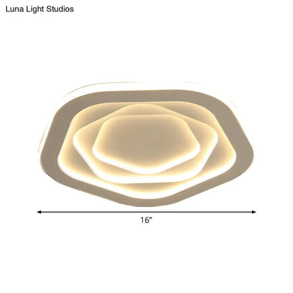 DecorBites™ DecorBites™ LED White Flush Mount Ceiling Lamp with Modern Acrylic Shade - 16"/19.5" for Bedroom