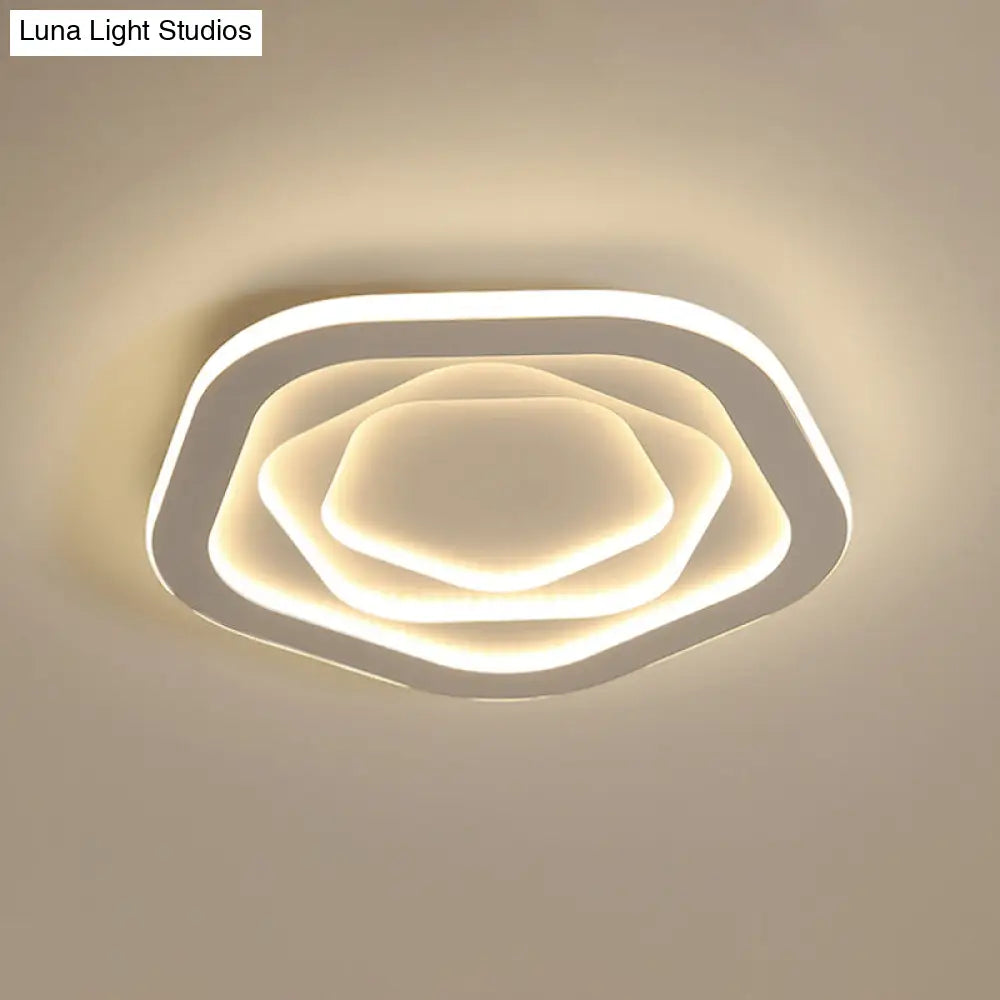 DecorBites™ DecorBites™ LED White Flush Mount Ceiling Lamp with Modern Acrylic Shade - 16"/19.5" for Bedroom
