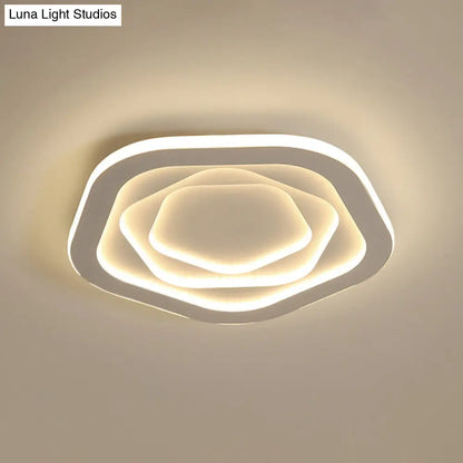 DecorBites™ DecorBites™ LED White Flush Mount Ceiling Lamp with Modern Acrylic Shade - 16"/19.5" for Bedroom