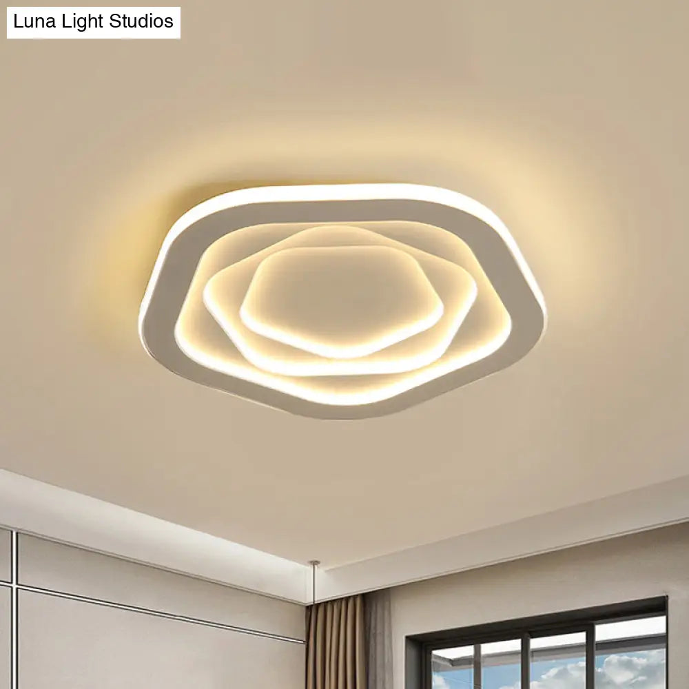 DecorBites™ DecorBites™ LED White Flush Mount Ceiling Lamp with Modern Acrylic Shade - 16"/19.5" for Bedroom
