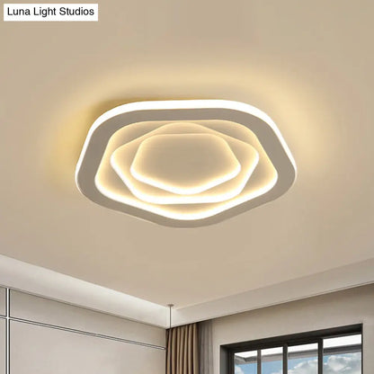 DecorBites™ DecorBites™ LED White Flush Mount Ceiling Lamp with Modern Acrylic Shade - 16"/19.5" for Bedroom