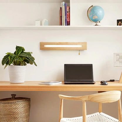 DecorBites™ LED Wood Wall Sconce with Pull Chain for Bedside Lighting