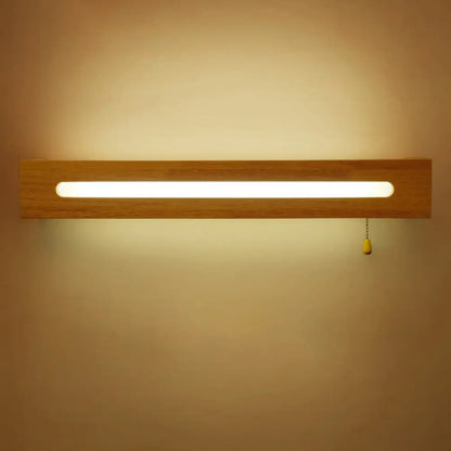 DecorBites™ LED Wood Wall Sconce with Pull Chain for Bedside Lighting