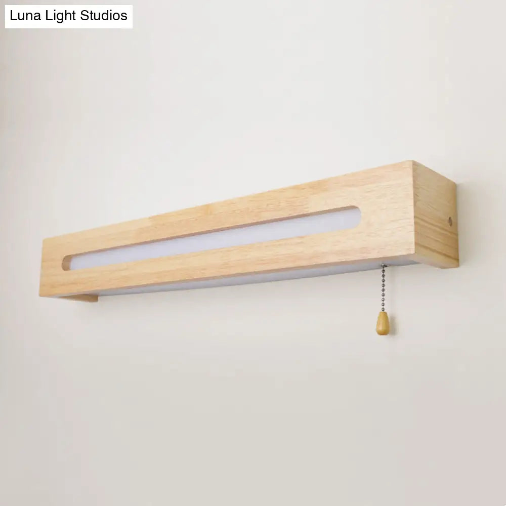 DecorBites™ LED Wood Wall Sconce with Pull Chain for Bedside Lighting