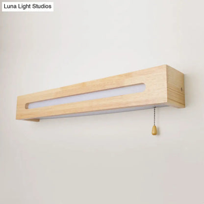 DecorBites™ LED Wood Wall Sconce with Pull Chain for Bedside Lighting