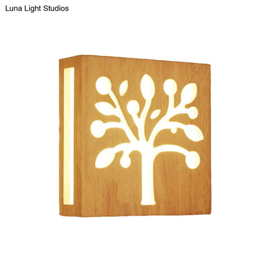 DecorBites™ DecorBites™ LED Wooden Wall Sconce: Contemporary Square Cutout Living Room Light
