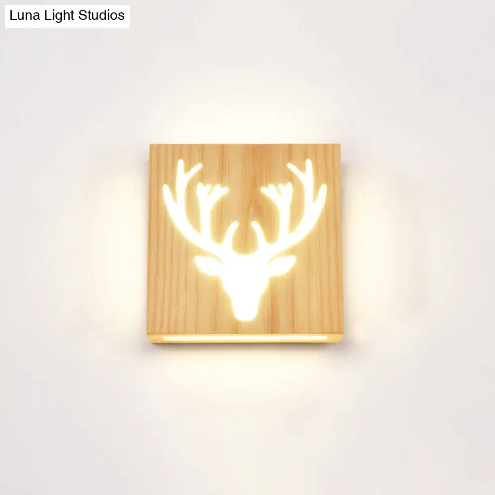DecorBites™ DecorBites™ LED Wooden Wall Sconce: Contemporary Square Cutout Living Room Light