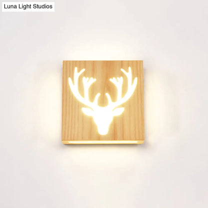 DecorBites™ DecorBites™ LED Wooden Wall Sconce: Contemporary Square Cutout Living Room Light