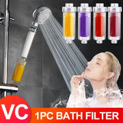 Clear cylindrical shower filter with yellow vitamin c cartridge for decorbites lemon vitamin skin and hair care