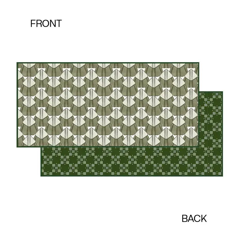 Olive green and cream geometric patterned rectangular mat with checkered back side for decorbites leopard decorative cushion cover