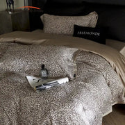 Leopard luxury bedding set beige and black satin decorbites leopard luxury bedroom duvet cover set