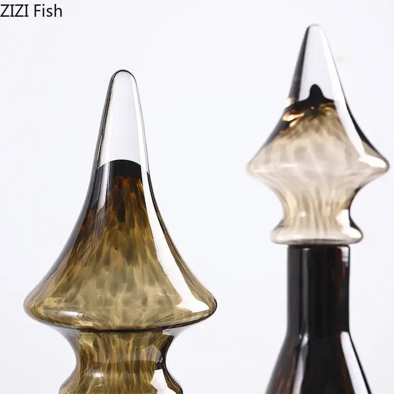 Two amber-tinted glass bottle stoppers with hammered finish for leopard print glass vase set decorbites leopard print