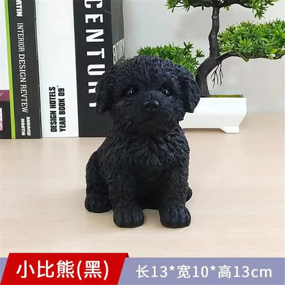 Black resin dog sculpture with curly fur and glossy eyes perfect for living room decorbites dog decorbites dog sculpture