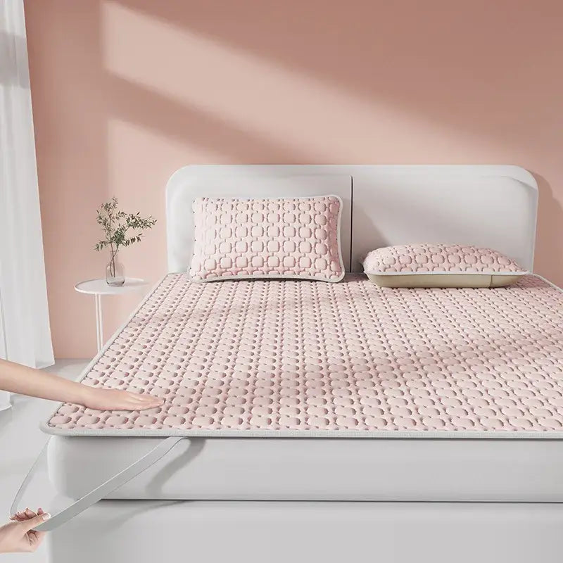 Pink quilted cooling mattress pad with raised dot texture for decorbites cooling latex bedroom cooling latex pad