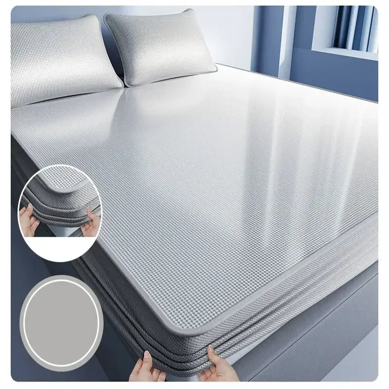 Silver-gray mesh-patterned cooling jacquard fitted sheet with soft breathable fabric for decorbites cooling jacquard mattress protector