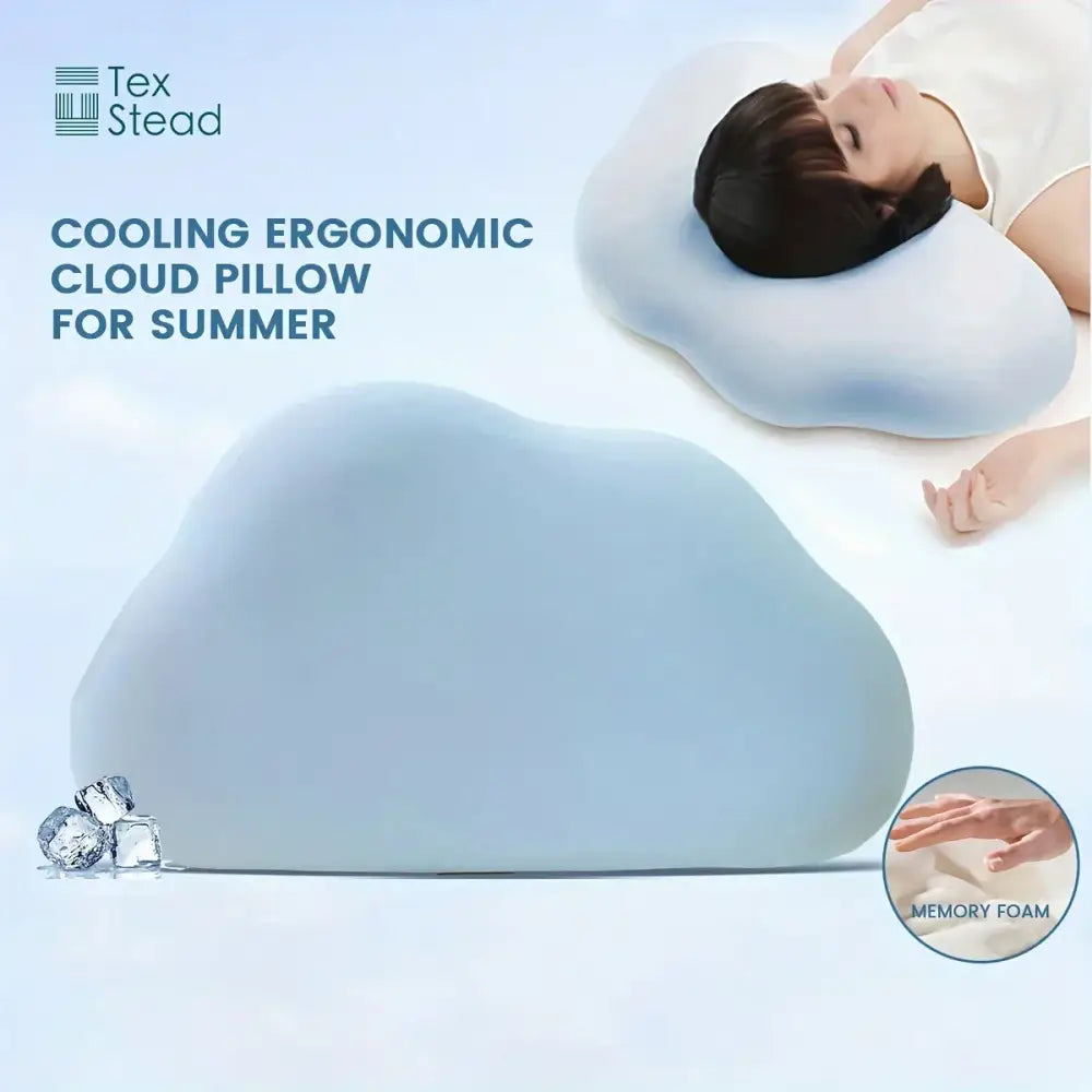 Light blue cooling memory foam pillow with ergonomic cloud design for bedroom comfort foam pillow