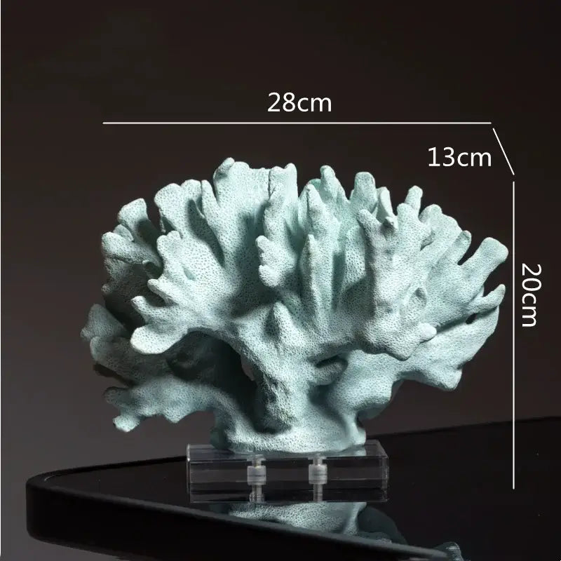 Light blue coral reef simulation sculpture with intricate branching and matte finish on acrylic base for living room decorbites coral reef decor