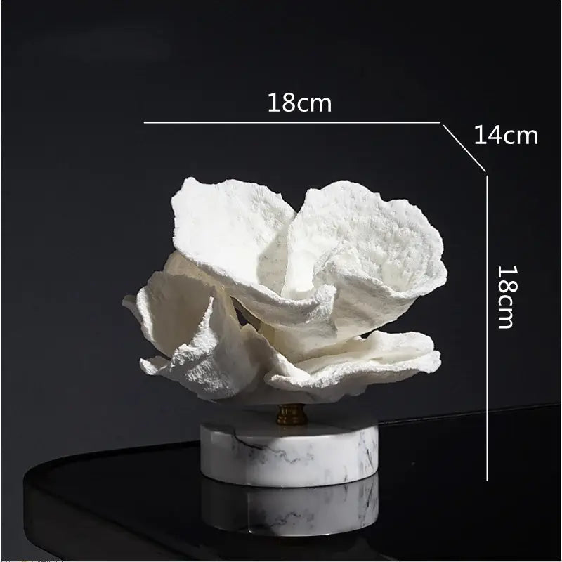 White textured coral reef simulation sculpture on marble base for living room decorbites coral reef decor