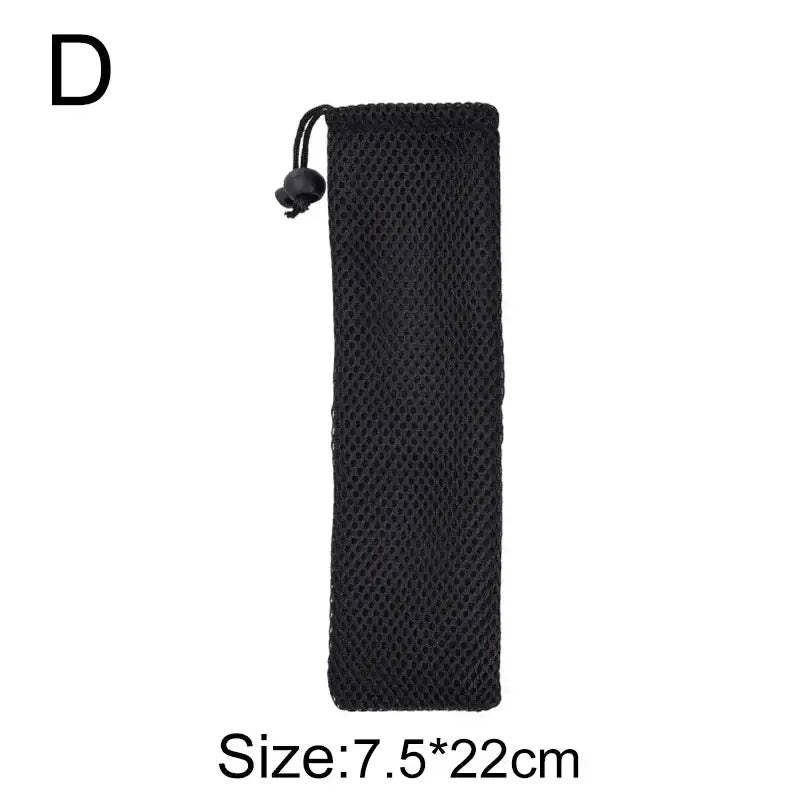 Black mesh drawstring pouch with small black bead detail for decorbites cotton linen cutlery case travel use