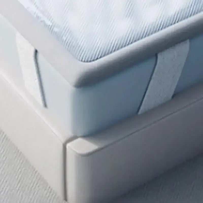 Light blue decorbites cooling antibacterial mattress with quilted top surface and sleek gray side panels for sleeping