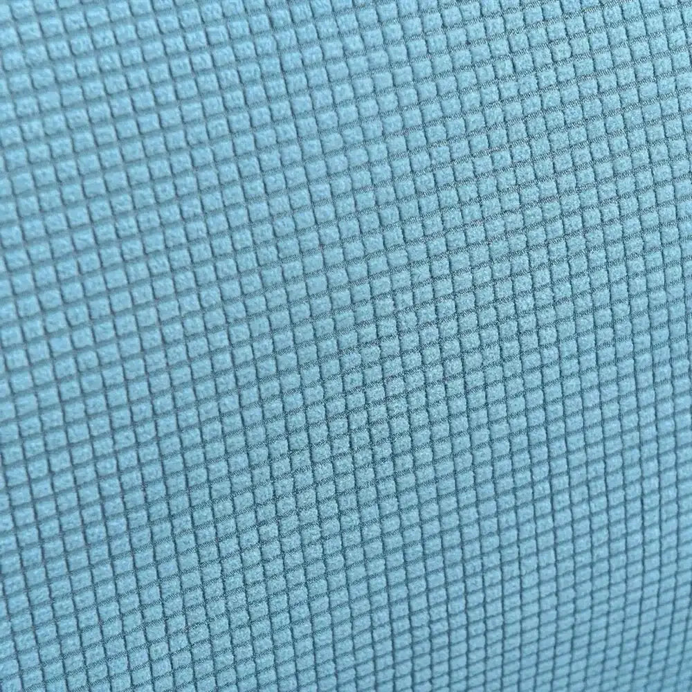 Light blue quilted thicken sofa cover with subtle grid pattern decorbites 3d quilted fabric for living room couch