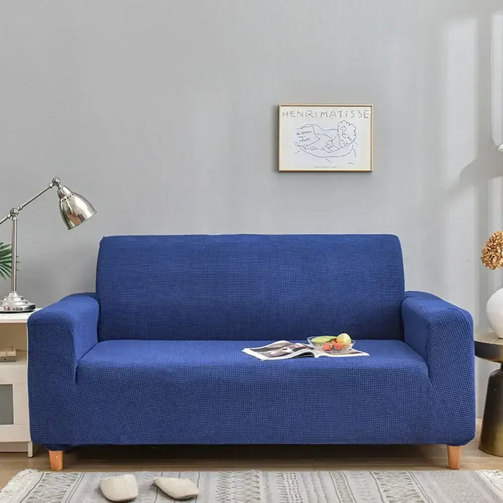 Light blue textured decorbites 3d quilted thicken sofa cover for living room couch slipcover