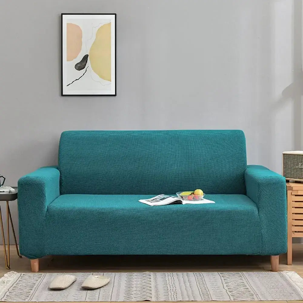 Teal textured decorbites 3d quilted thicken sofa cover for living room couch slipcover